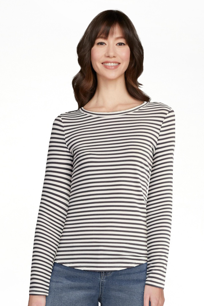 No Boundaries Ribbed Crewneck Tee with Long Sleeves, 1 or 2-Pack, Women's & Women's Plus | Walmart (US)