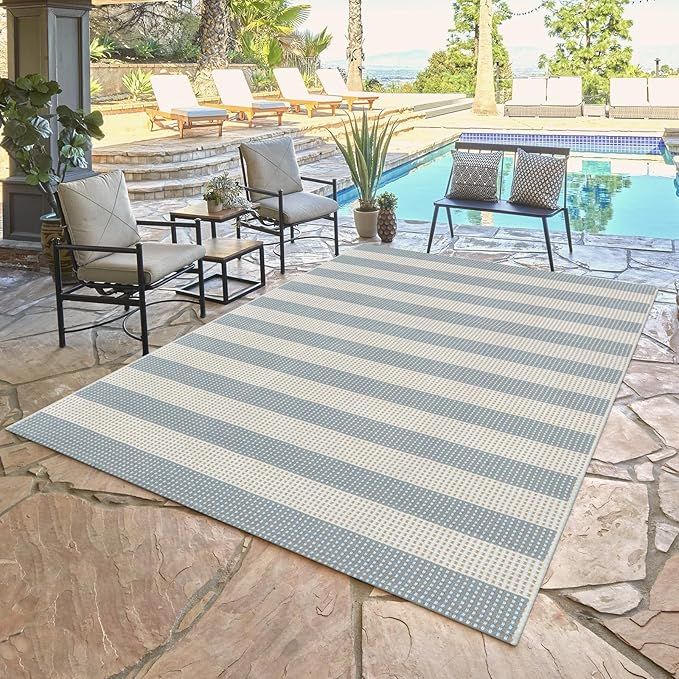 LEEVAN Reversible Outdoor Mats 4x6, Washable Outdoor Patio Rug, Cotton Woven Backyard Area Rug, F... | Amazon (US)