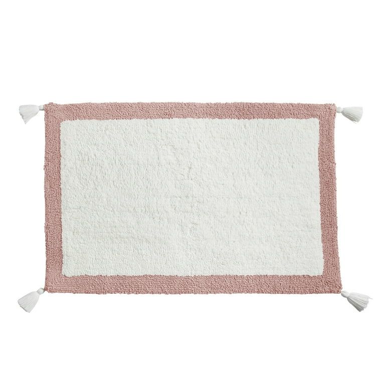 My Texas House Rose Pink Border Cotton Bath Rug with Tassels, 20" x 30" - Walmart.com | Walmart (US)