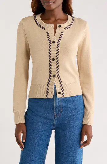 Rails Norah Contrast Detail Cotton Blend Cardigan | Nordstrom | Nordstrom