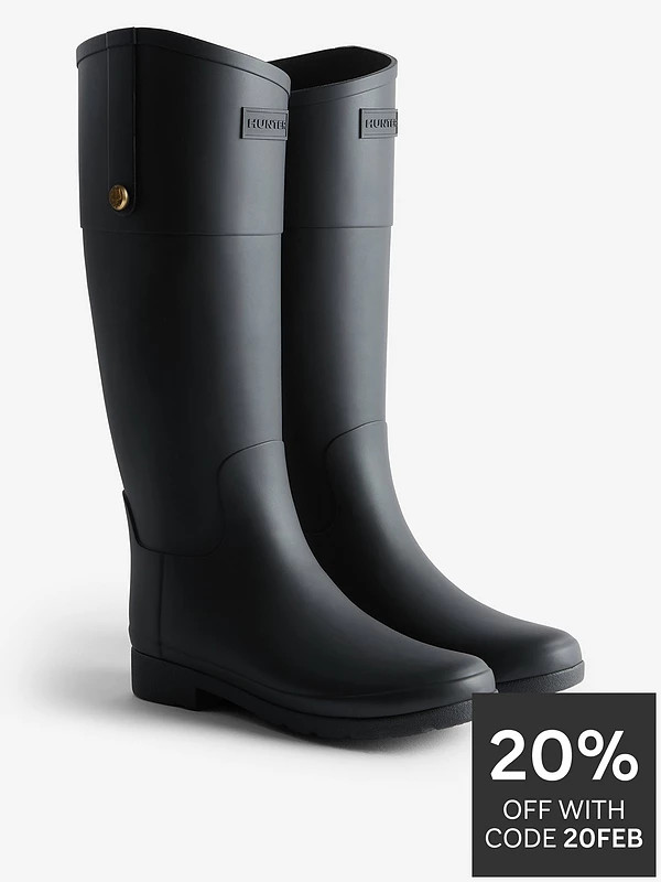 Hunter Refined Gold Trim Riding Wellington Boot - Black | Very (UK)