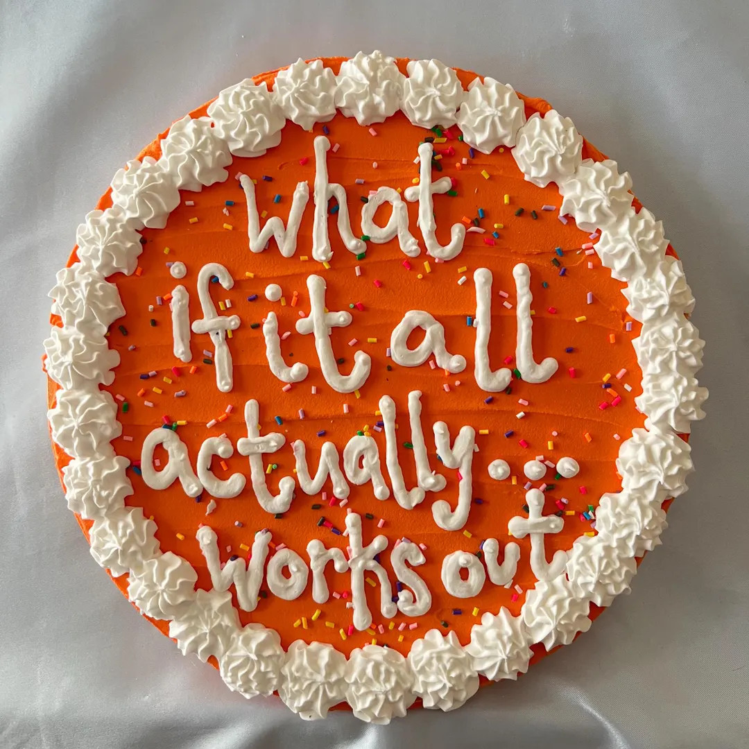 10” Orange Fake Cake Art, It Will All Work Out, 10 Inch Wall Decor, Dopamine Decor, Cake Wall A... | Etsy (US)