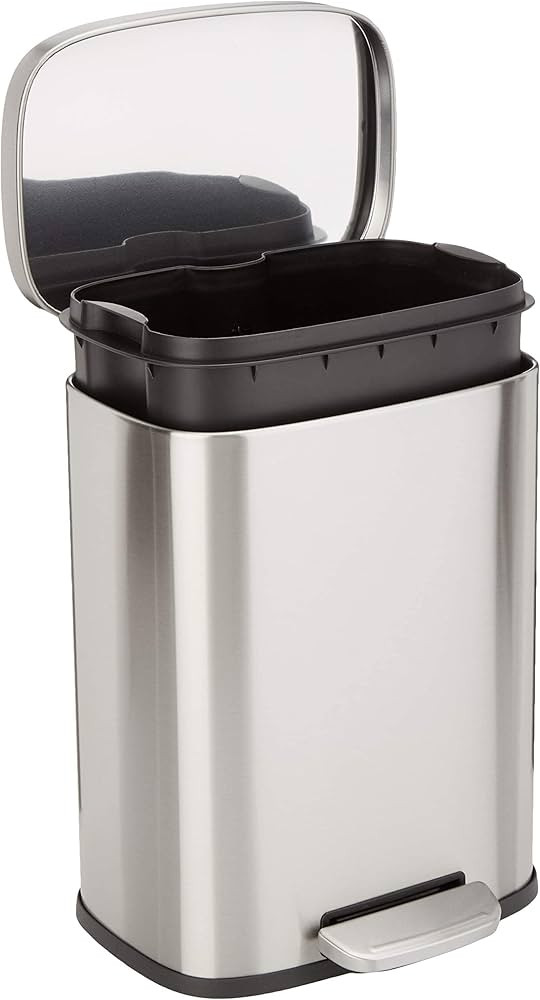 Amazon Basics Smudge Resistant Small Rectangular Trash Can With Soft-Close Foot Pedal, for Bathro... | Amazon (US)