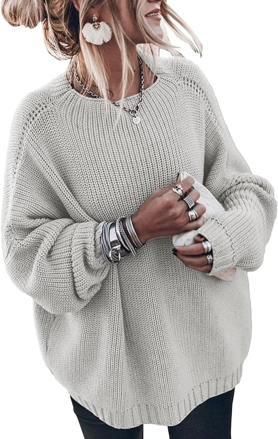 Womens Oversized Sweaters Loose Solid Casual Long Sleeve Mock Neck Knitted Jumper Tops | Amazon (US)