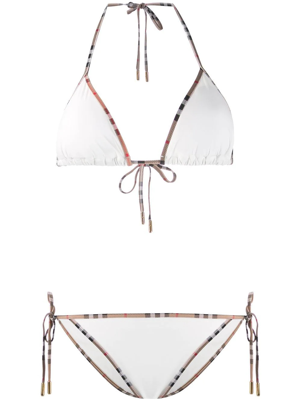Burberry Vintage Check-trim bikini - White | Farfetch Global