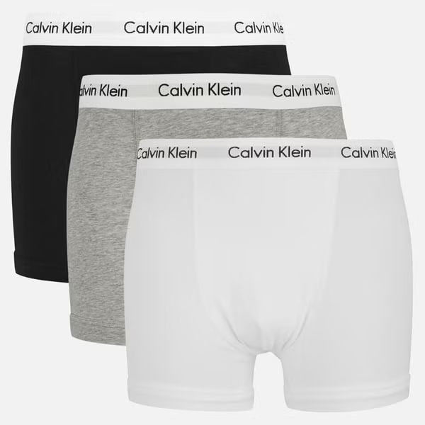 Calvin Klein Men's Cotton Stretch 3-Pack Trunks - Black/White/Grey Heather | The Hut (Global)