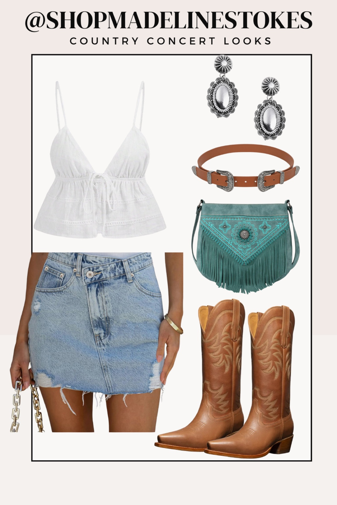 Western look for a day-date or a concert! Love the pop of turquoise with this purse.




Western wear, western look, country concert, cowboy boots 

#LTKFindsUnder100 #LTKFindsUnder50 #LTKStyleTip