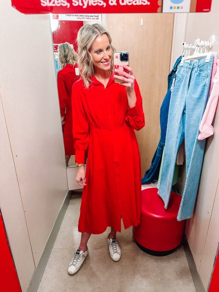 The prettiest Target find! 

Target try on / Red dress / long sleeve dress / spring outfit 

#LTKfindsunder50 #LTKshoecrush #LTKfindsunder100