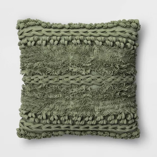 Tufted and Braided Striped Square Throw Pillow - Threshold™ | Target