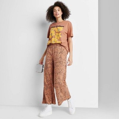 Women's Ascot + Hart Animal Print Graphic Wide Leg Pants - Brown | Target