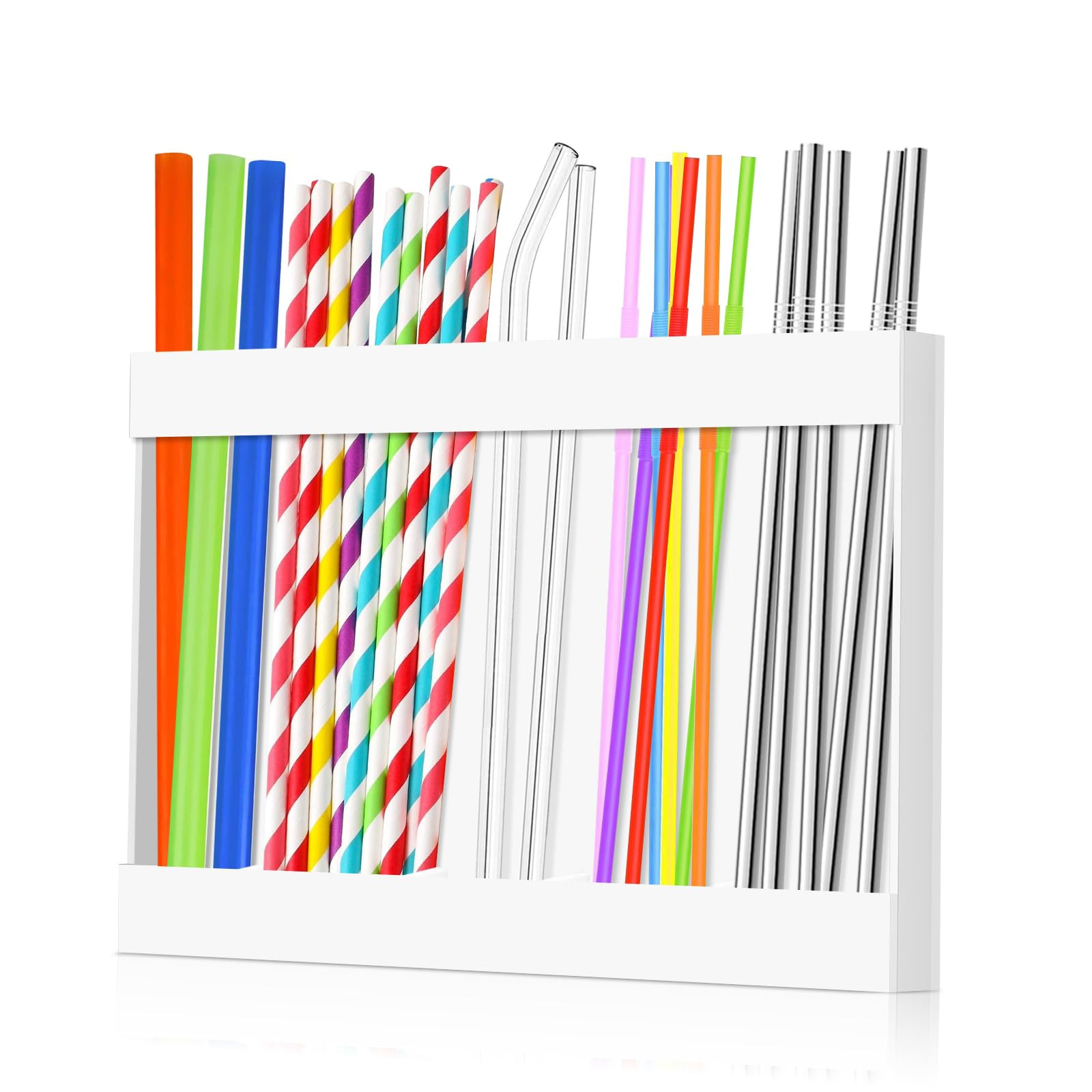 Straw Holder Organizer - Stylish Acrylic Reusable Straw Dispenser with Double Sided Adhesive for ... | Amazon (US)