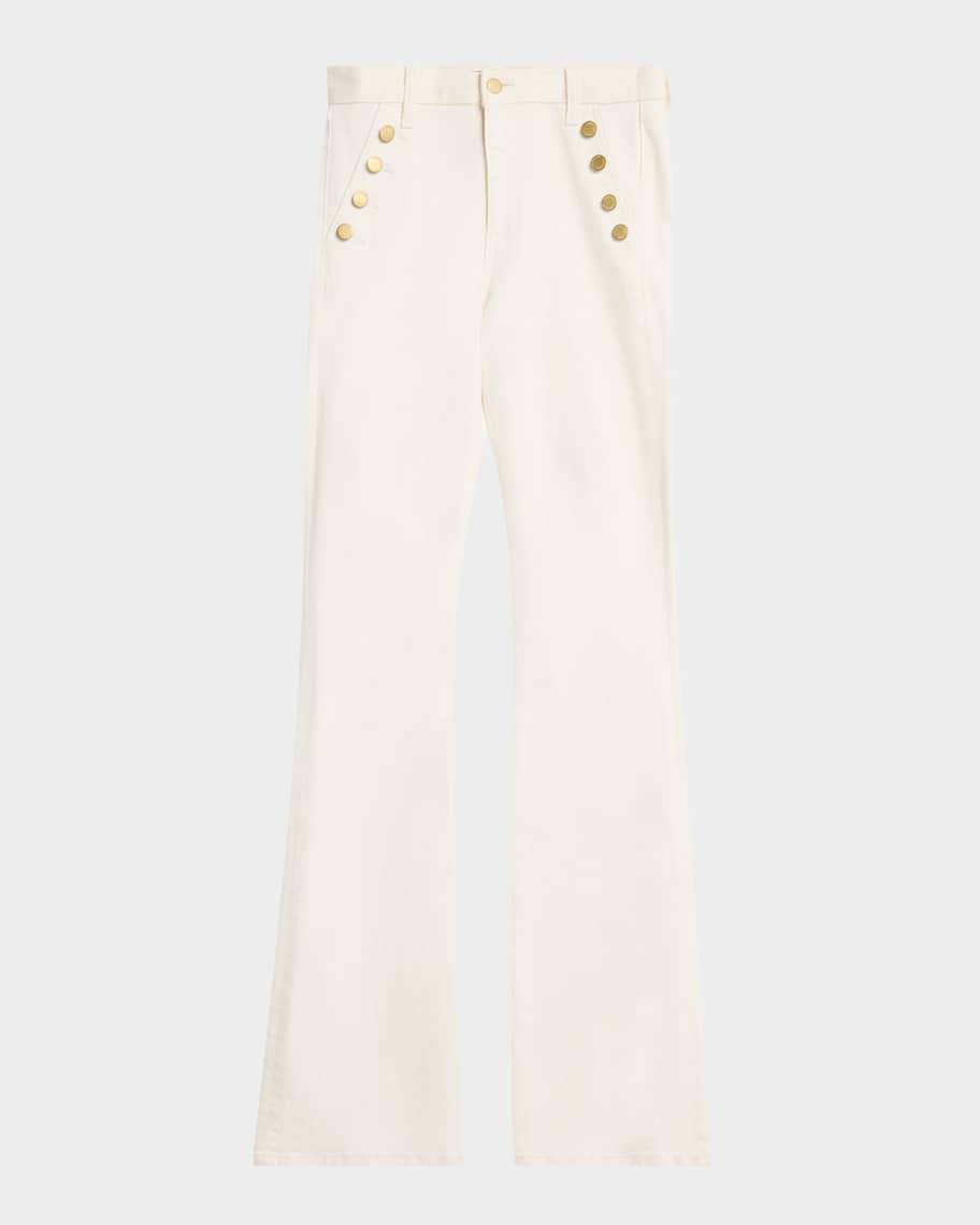 Ramy Brook Helena Sailor-Button Straight Leg Jeans | Neiman Marcus