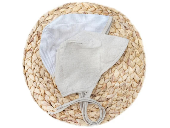 Baby Boys Sun Beach Bonnet Cap Hat Reversible Linen cotton Spring Fall Summer hat with Visor Sun ... | Etsy (US)