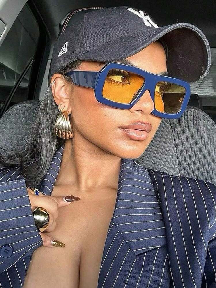 1pc Square Fashion Glasses Retro Personalized Versatile Men's And Women's Fashion Glasses Suitabl... | SHEIN