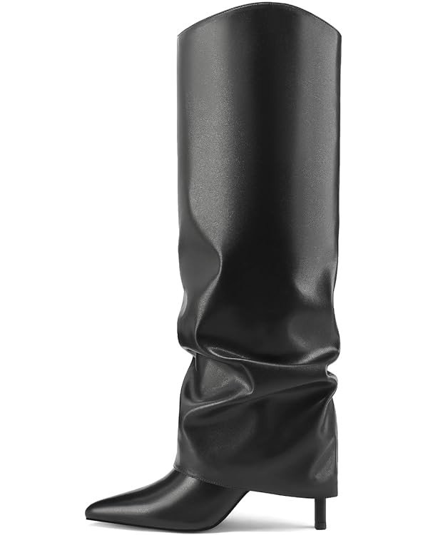 Womens Fold Over Knee High Boots Stiletto High Heel Slouchy Tall Boots Pointed Toe Sexy Long Boot... | Amazon (CA)