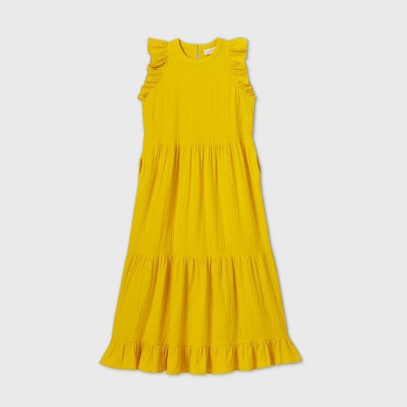 Women's Sleeveless Tiered Ruffle Dress - Universal Thread™ Yellow | Target