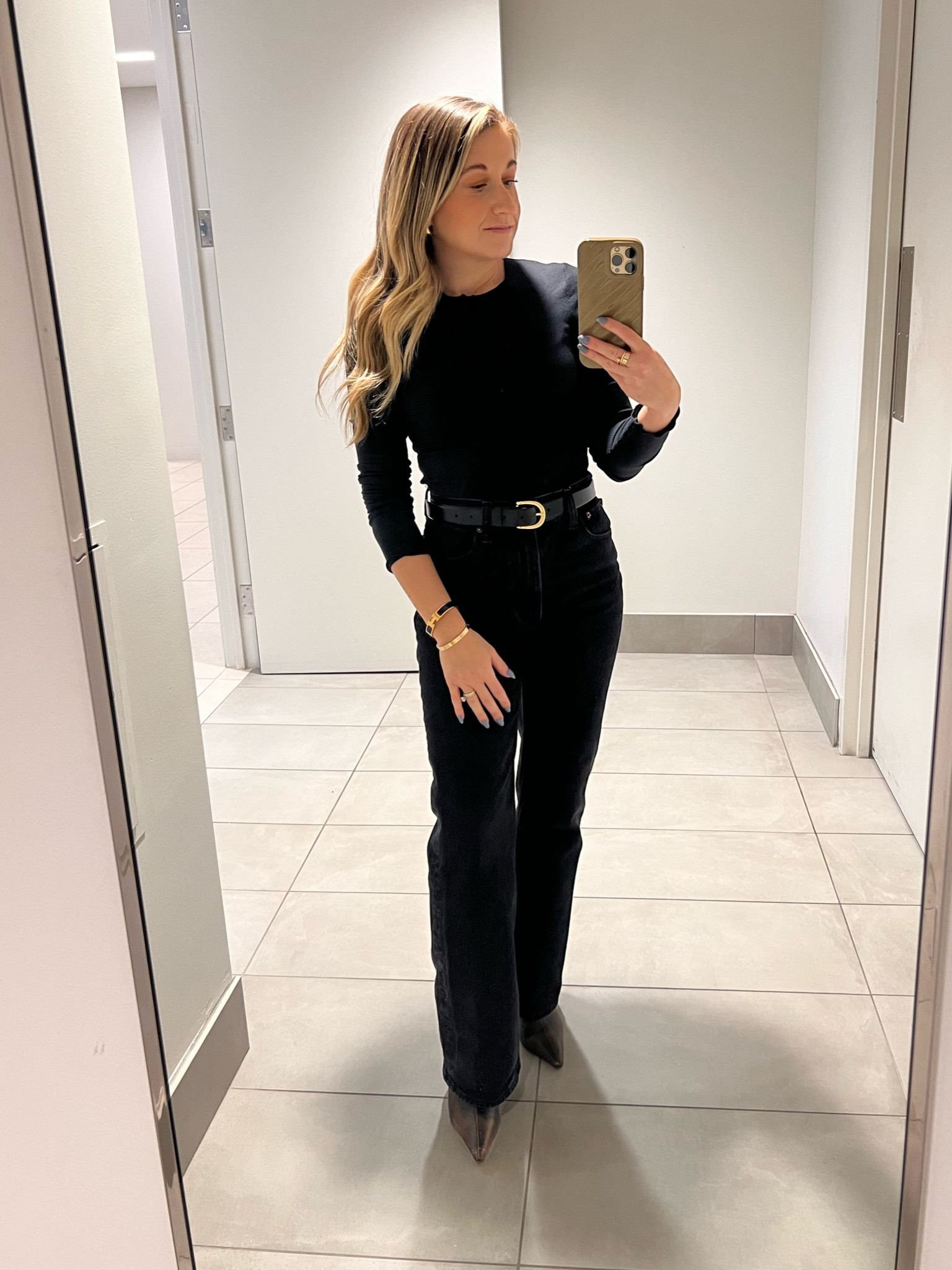 Workwear OOTD 1.16.2024

Too and jeans - Abercrombie 
Belt - J Crew
Booties - Steve Madden
Earrings - Amazon
Bracelet - Cartier and Hermess

#LTKstyletip #LTKfindsunder100 #LTKworkwear