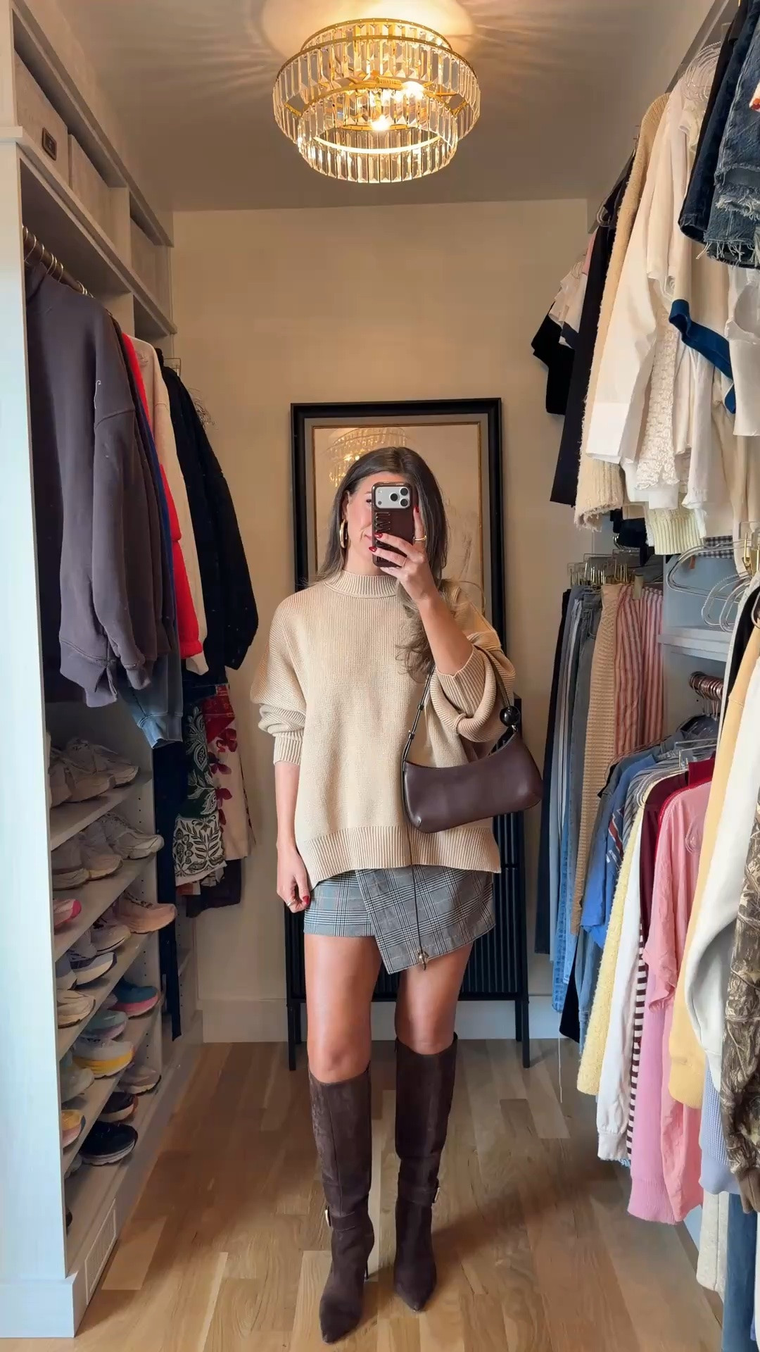 old navy mini wrap skirt for $28 with online discount styled with beige oversized mock-neck sweater and brown suede knee-high boots 🫶🏻

Sizing: i'm 5'4" and typically wear a small/2
xs petite skirt  

vici: emerson35
Revolve code: tulip

Fall transitional, Fall event, Workwear, wrap skirt, Chunky sweater, Mesh top, oversized sweatshirt, faux fur jacket, black boots, suede boots, leather boots, brown boots
