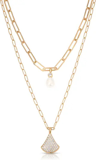 Ettika Layered Teardrop & Freshwater Pearl Charm Necklace | Nordstrom | Nordstrom
