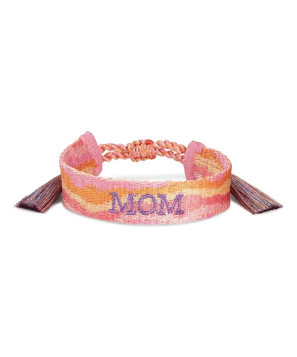 Pink & 14k Gold-Plated 'Mom' Woven Adjustable Bracelet | Zulily