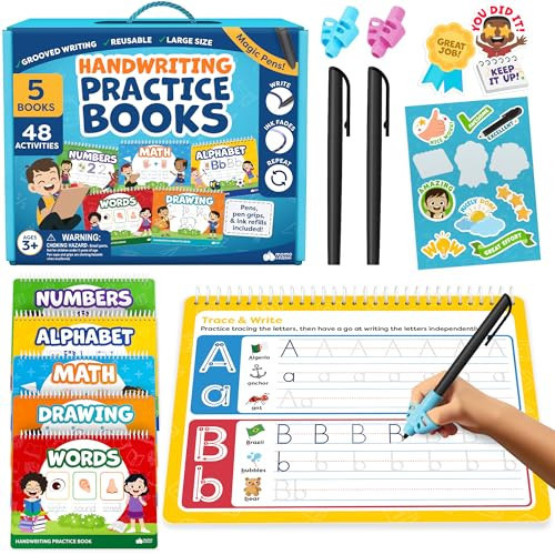 Magic Grooved Writing Practice for Kids Age 3-5 - Grooved Writing Books for Kids 3-5 - Handwriting Practice for Kids 5-7 - Tracing Books Toys for 4 Year Old - Preschool Learning Activities | Amazon (US)