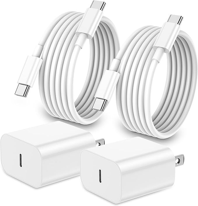 iPhone 15 Charger Fast Charging,20W Apple iPad USB C Fast Charger,2Pack 6ft USB C Wall Charger Bl... | Amazon (US)
