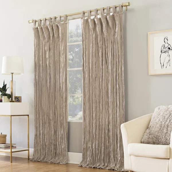 Fernandes Distressed Velvet Semi-Sheer Tab Top Curtain Panel | Wayfair North America