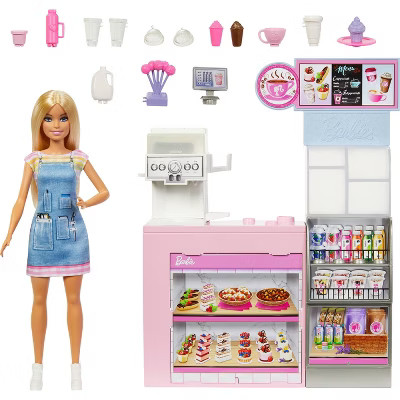 Barbie Coffee Shop Playset with Blonde Barista Doll with Working Coffee Maker & Accessories | Target