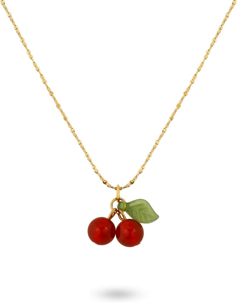OJERRY Dainty Gold Cherry Fruity Necklaces for Women, Kawaii Stainless Steel Necklace Jewelry | Amazon (US)