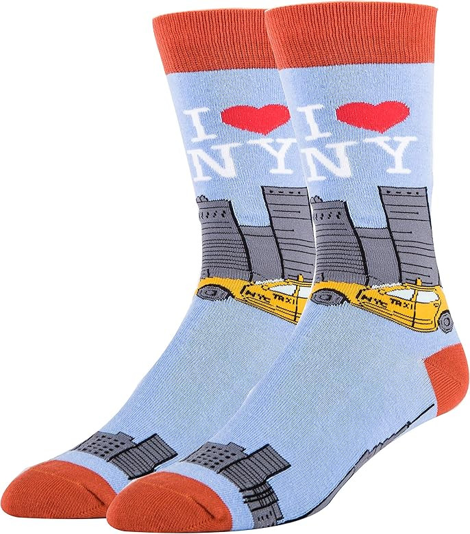 Amazon.com: Oooh Yeah Men's Bob Ross Cotton Crew Funny Novelty Socks Christmas Socks (I Love NY):... | Amazon (US)