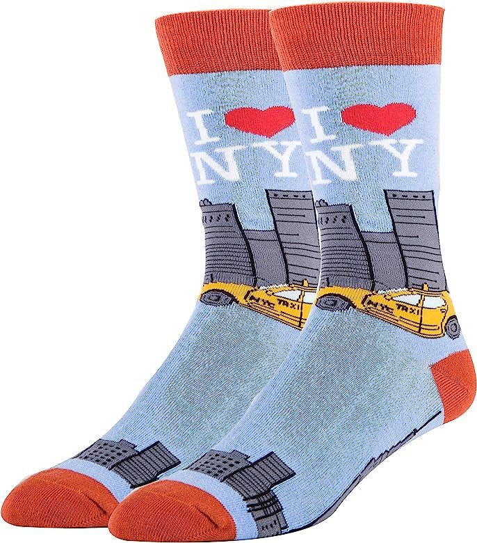 Amazon.com: Oooh Yeah Men's Bob Ross Cotton Crew Funny Novelty Socks Christmas Socks (I Love NY):... | Amazon (US)