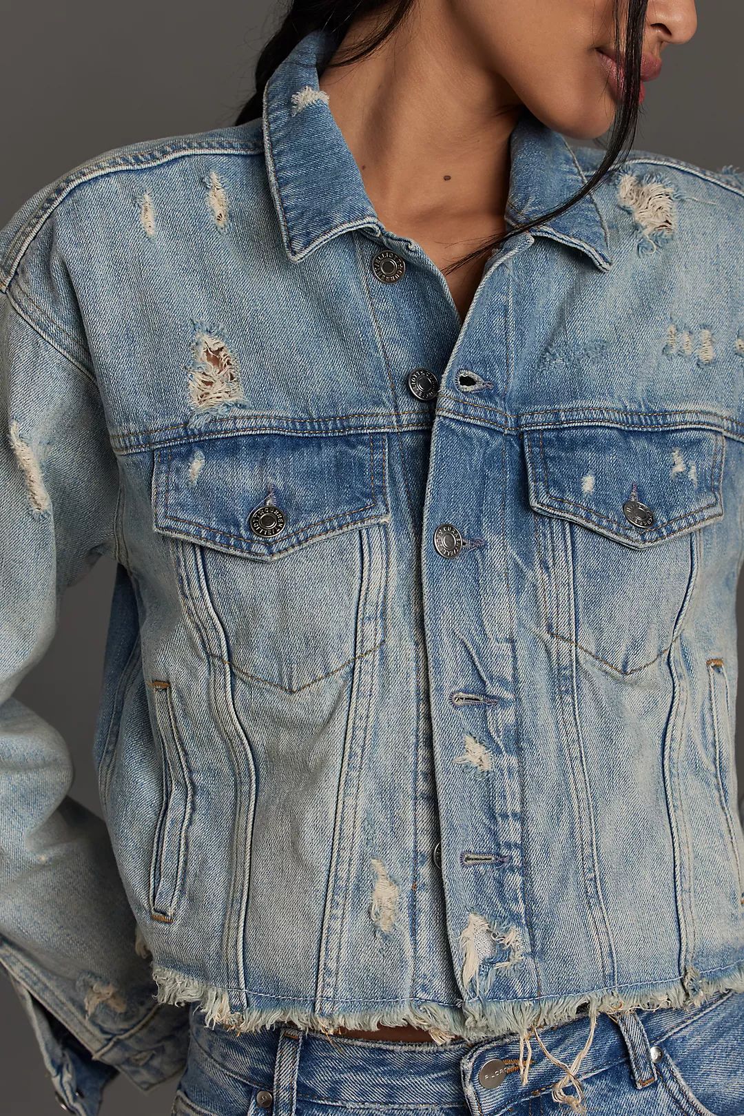 Current/Elliott The Falling Out Distressed Denim Jacket | Anthropologie (US)