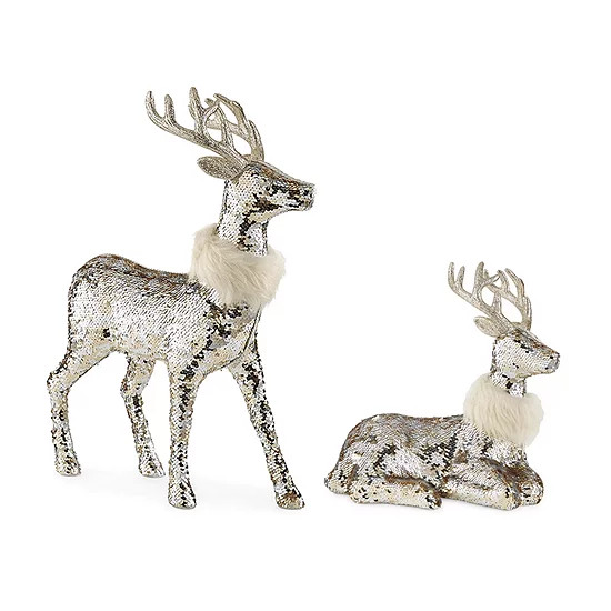 North Pole Trading Co. Chateau Sequin Reindeer Christmas Figurines Collection | JCPenney