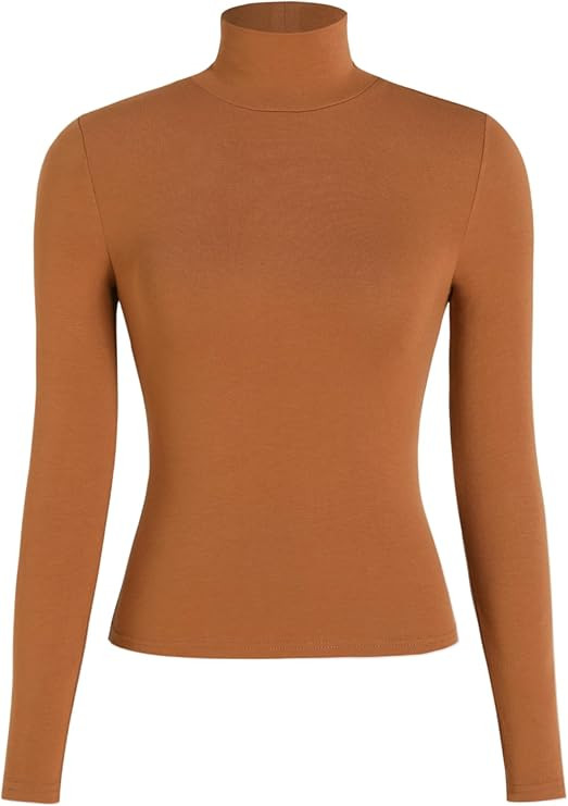 CIDER Turtle Necks Tops for Women Long Sleeve Shirts Mock Neck Solid Basic Tee Slim Fit Soft Base... | Amazon (US)