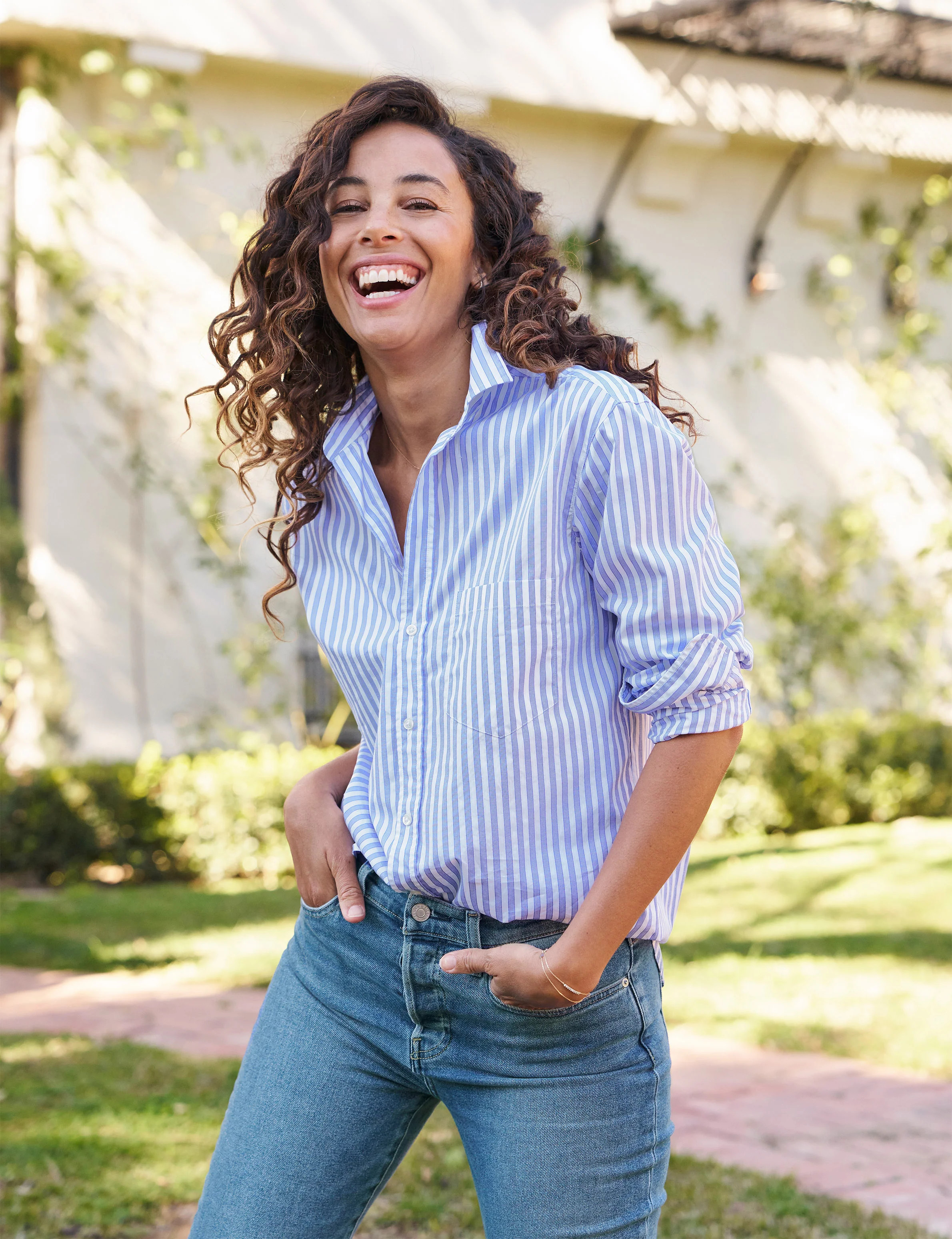 JOEDY Blue Stripe, Classic Poplin | Frank & Eileen