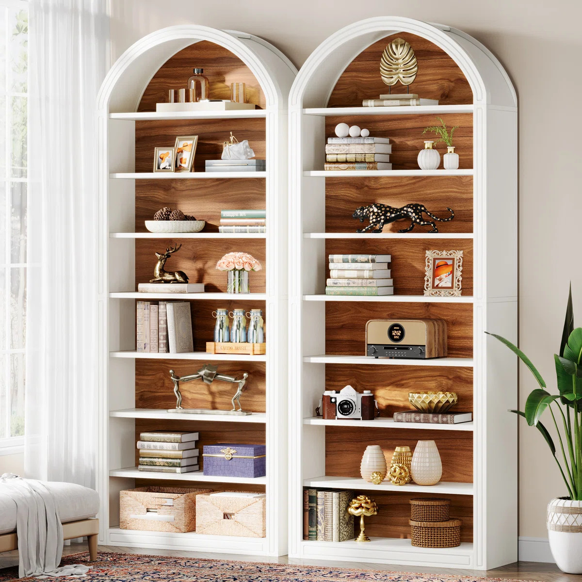 Set Of 2 Tall Arched Bookshelf | Wayfair North America