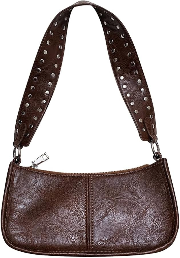 Womens Leather Shoulder Bag Small Y2K Purse Handbag Mini Crossbody Going Out Bags with Studded De... | Amazon (US)