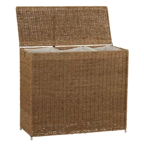 Household Essentials Seagrass 3 Bag Sorter Hamper, Natural 28.25H x 33W x 14D - Overstock - 27729... | Bed Bath & Beyond