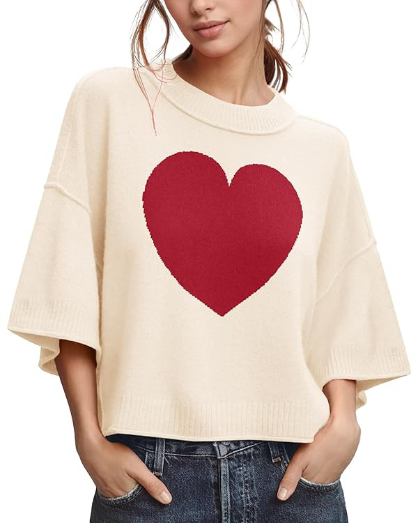 ZDC Women's Oversized Sweaters Summer 3/4 Sleeve Casual Cropped Tops Lightweight Loose Fit Knit P... | Amazon (US)