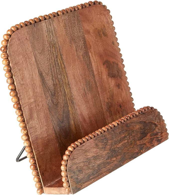 Mud Pie Beaded Cookbook Holder, 11" x 11", Natural Brown | Amazon (US)