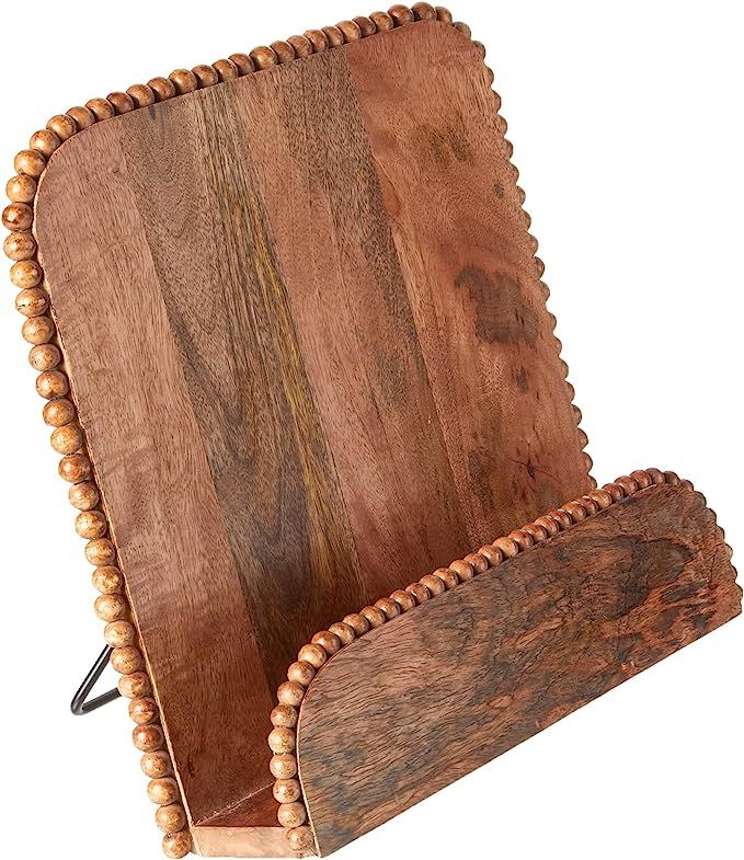 Mud Pie Beaded Cookbook Holder, 11" x 11", Natural Brown | Amazon (US)