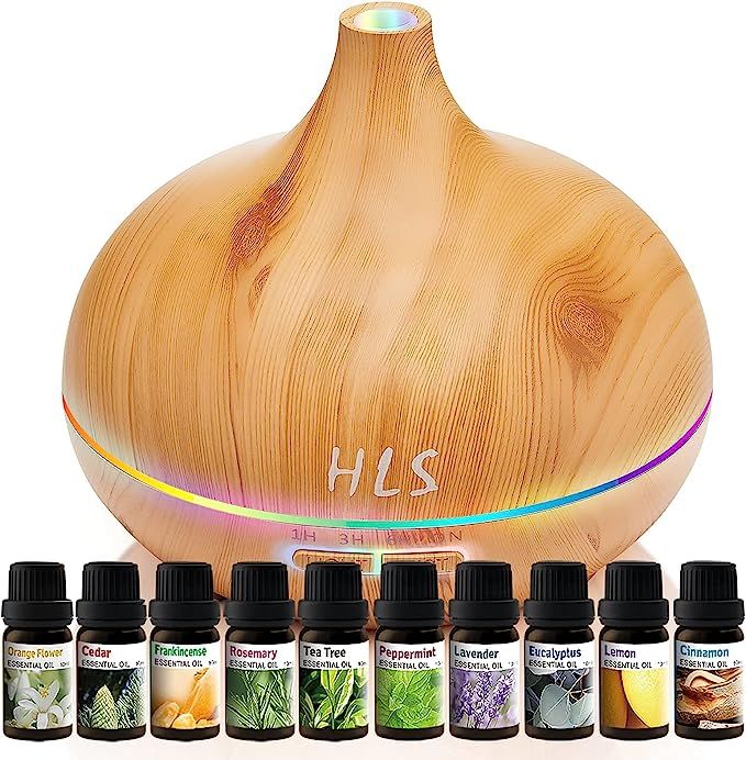 Aroma Humidifier for Essential Oil Large Room Diffuser Set with 10 Essential Oils, Aromatherapy U... | Amazon (US)