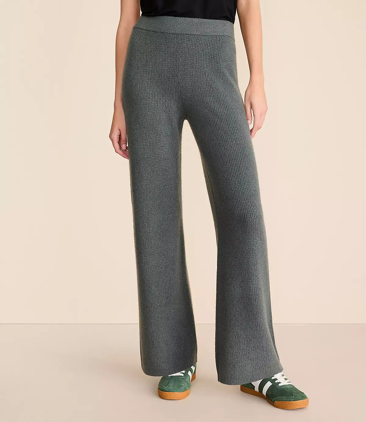 Lou & Grey Heathered Waffle Cloudstitch Wide Leg Pants | LOFT