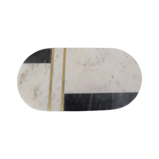 Ember Interiors 15.5" x 8" Oval Marble and Glass Cutting Board, Grey and White - Walmart.com | Walmart (US)