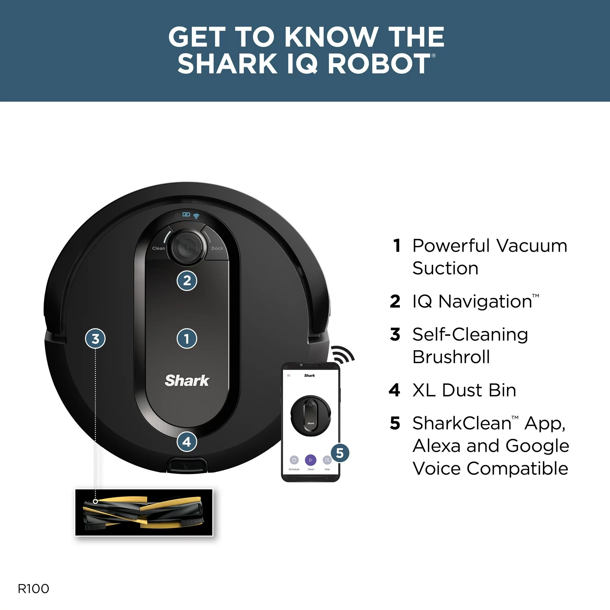 Shark IQ Robot Vacuum R100, Wi-Fi Connected, Home Mapping (RV1000) | Walmart (US)