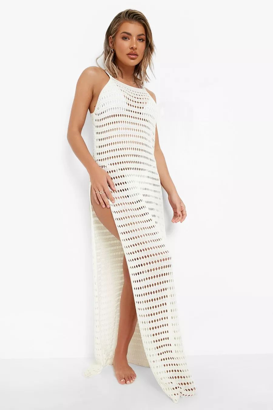 Crochet Split Sides Beach Maxi Dress | Boohoo.com (US & CA)