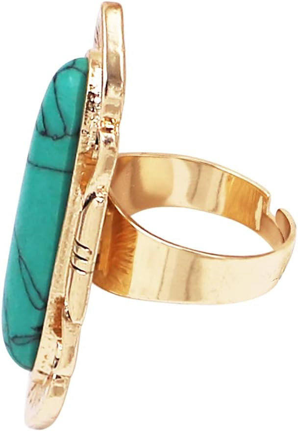 Rosemarie & Jubalee Women's Western Style Statement Oval Turquoise Howlite Stone Burnished Gold T... | Amazon (US)