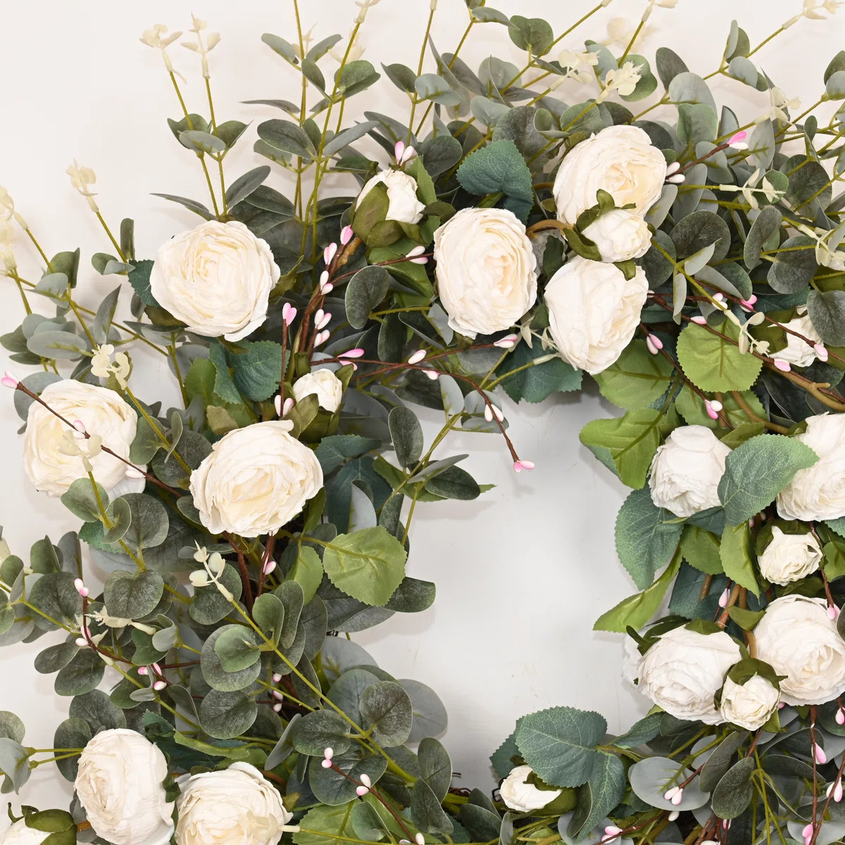 26" Artificial Everyday Eucalyptus Berry Rose Floral Front Door Wreath For Wedding Party Home Dec... | Wayfair North America