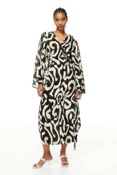 Long Wrap Dress - Black/patterned - Ladies | H&M US | H&M (US + CA)