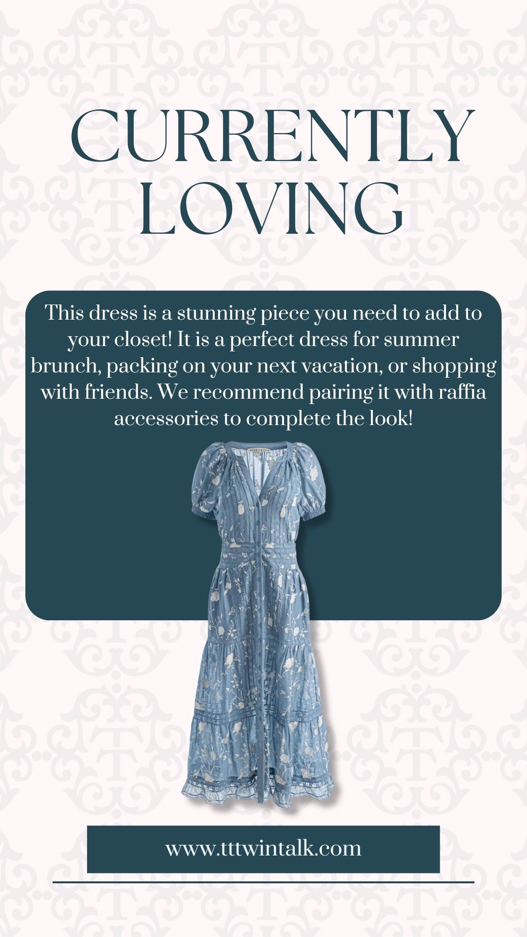 This dress is a stunning piece you need to add to your closet! It is a perfect dress for summer brunch, packing on your next vacation, or shopping with friends. We recommend pairing it with raffia accessories to complete the look!

#LTKootd #LTKgrwm #LTKdayinmylife